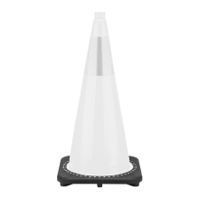 28" White Traffic Cone, 7 lbs Black Base w/6" Reflective Collar