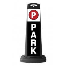 Valet Black Vertical Sign - Black Background & Park Message