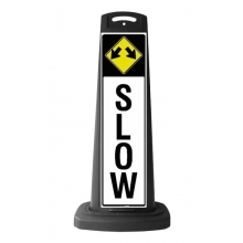 Black Vertical Sign - Slow & Arrows Message