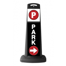 Valet Black Vertical Sign - Black Background & Park Message