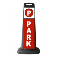 Valet Black Vertical Sign - Red Background & PARK Message