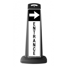 Black Vertical Sign - Entrance & Arrow Message