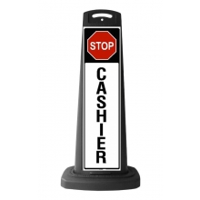 Valet Black Vertical Panel w/Stop & Cashier Reflective Sign P9