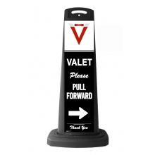 Valet Black Vertical Panel w/Please Pull Forward Reflective Sign V11