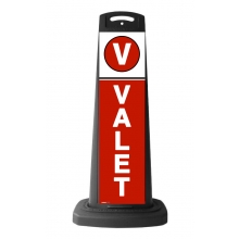 Valet Black Vertical Panel w/Red Background Reflective Sign V6