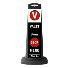 Valet Black Vertical Panel w/Please Stop Here Reflective Sign V7