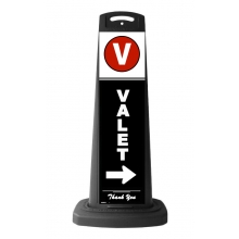 Valet Black Vertical Panel w/White Arrow Reflective Sign V8