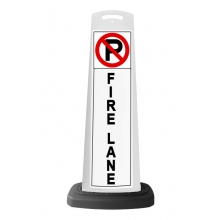 White Vertical Sign - No Parking Fire Lane Message