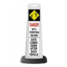 Danger White Vertical Sign - Gate Arm Warning Message