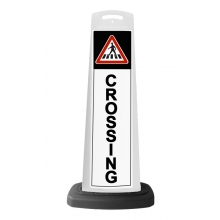 White Vertical Sign - Pedestrian Crossing Message