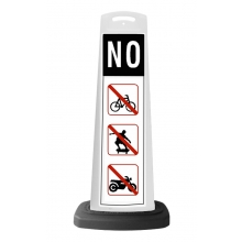 White Vertical Sign - No Bicycle, Skateboard, Motorcycle