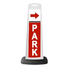 Valet White Vertical Panel w/Red PARK & Arrow Sign P5