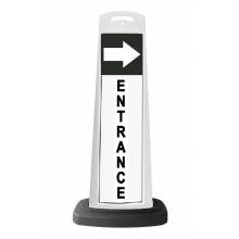 White Vertical Sign - Entrance & Arrow Message