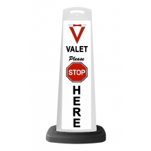 Valet White Vertical Panel w/Please Stop Here Reflective Sign V12