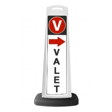 Valet White Vertical Panel w/Red Arrow Reflective Sign V1