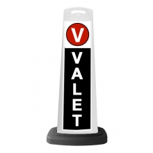 Valet White Vertical Panel w/Black Background & Reflective Sign V3