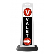 Valet White Vertical Panel w/White Arrow Reflective Sign V4