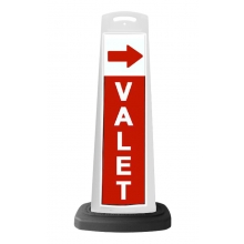 Valet White Vertical Panel w/Red Arrow Reflective Sign V5
