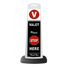 Valet White Vertical Panel w/Please Stop Here Reflective Sign V7