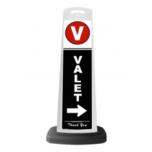 Valet White Vertical Panel w/White Arrow Reflective Sign V8