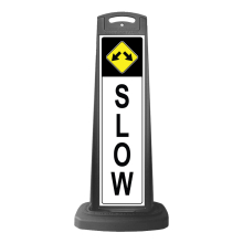 Black Vertical Sign - Slow & Arrows Message