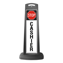 Valet Black Vertical Sign - Stop & Cashier Message