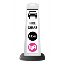 White Vertical Sign - Ride Share & Logos Message