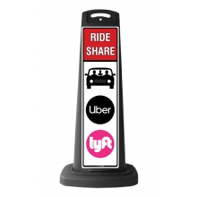Black Vertical Sign - Red Ride Share & Logo Message