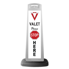 Valet White Vertical Panel w/Please Stop Here Reflective Sign V12