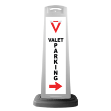 Valet White Vertical Panel w/Valet Parking & Red Arrow Reflective Sign V13