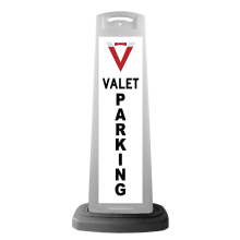 Valet White Vertical Panel w/Valet Parking Reflective Sign V14