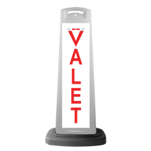 Valet White Vertical Panel w/Valet Red Reflective Sign V15