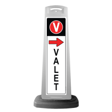 Valet White Vertical Panel w/Red Arrow Reflective Sign V1