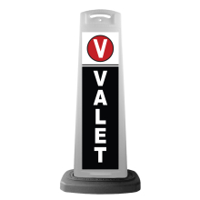 Valet White Vertical Panel w/Black Background & Reflective Sign V3