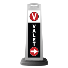 Valet White Vertical Panel w/White Arrow Reflective Sign V4