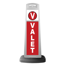 Valet White Vertical Panel w/Red Background Reflective Sign V6