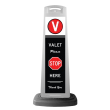 Valet White Vertical Panel w/Please Stop Here Reflective Sign V7