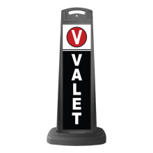 Black Vertical Sign w/Black Background & Valet Message