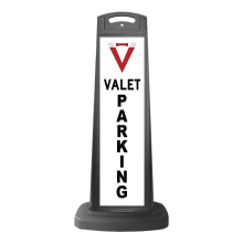 Valet Black Vertical Sign - Valet Parking Message