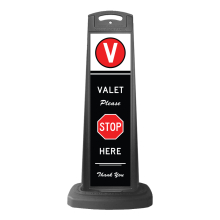 Valet Black Vertical Sign - Please Stop Here Message