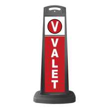 Valet Black Vertical Sign w/Red Background 
