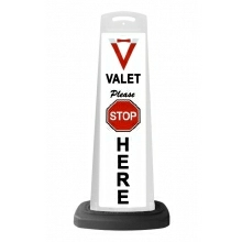 Valet White Vertical Panel w/Please Stop Here Reflective Sign V12