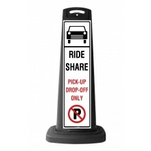 Black Vertical Sign Panel w/Ride Share Pick Up Drop Off Reflective Sign  P72