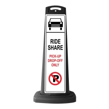 Black Vertical Sign Panel w/Ride Share Pick Up Drop Off Message