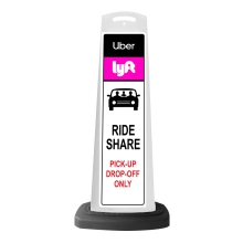 White Vertical Sign Panel w/Ride Share Message