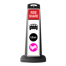 Black Vertical Sign - Red Ride Share & Logo Message