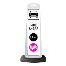 White Vertical Sign - Ride Share & Logos Message