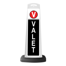 Valet White Vertical Panel w/Black Background & Reflective Sign V3
