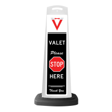 Valet White Vertical Panel w/Please Stop Here Reflective Sign V9