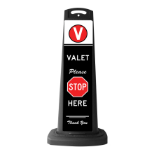 Valet Black Vertical Sign - Please Stop Here Message
